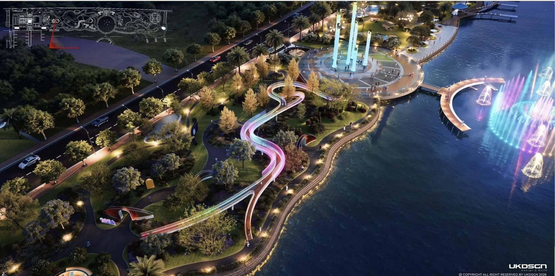 Quảng trường nhạc nước rực rỡ tại dự án The Emerald River Park